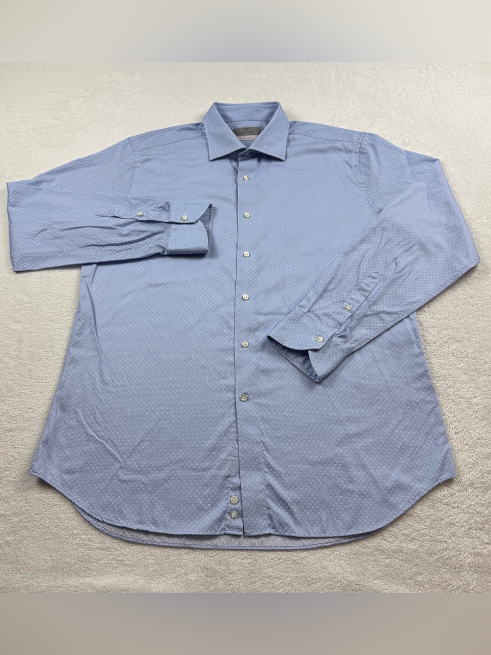 Canali 1934 impeccabile dress shirt men’s size 43/17 blue geometric button up